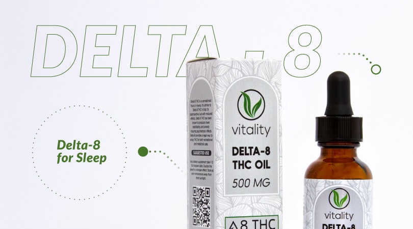 Bottle of Vitality CBD Delta-8 THC oil