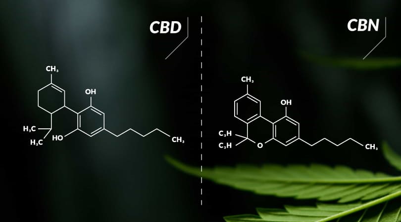 CBD and CBN molecules right next to each other.